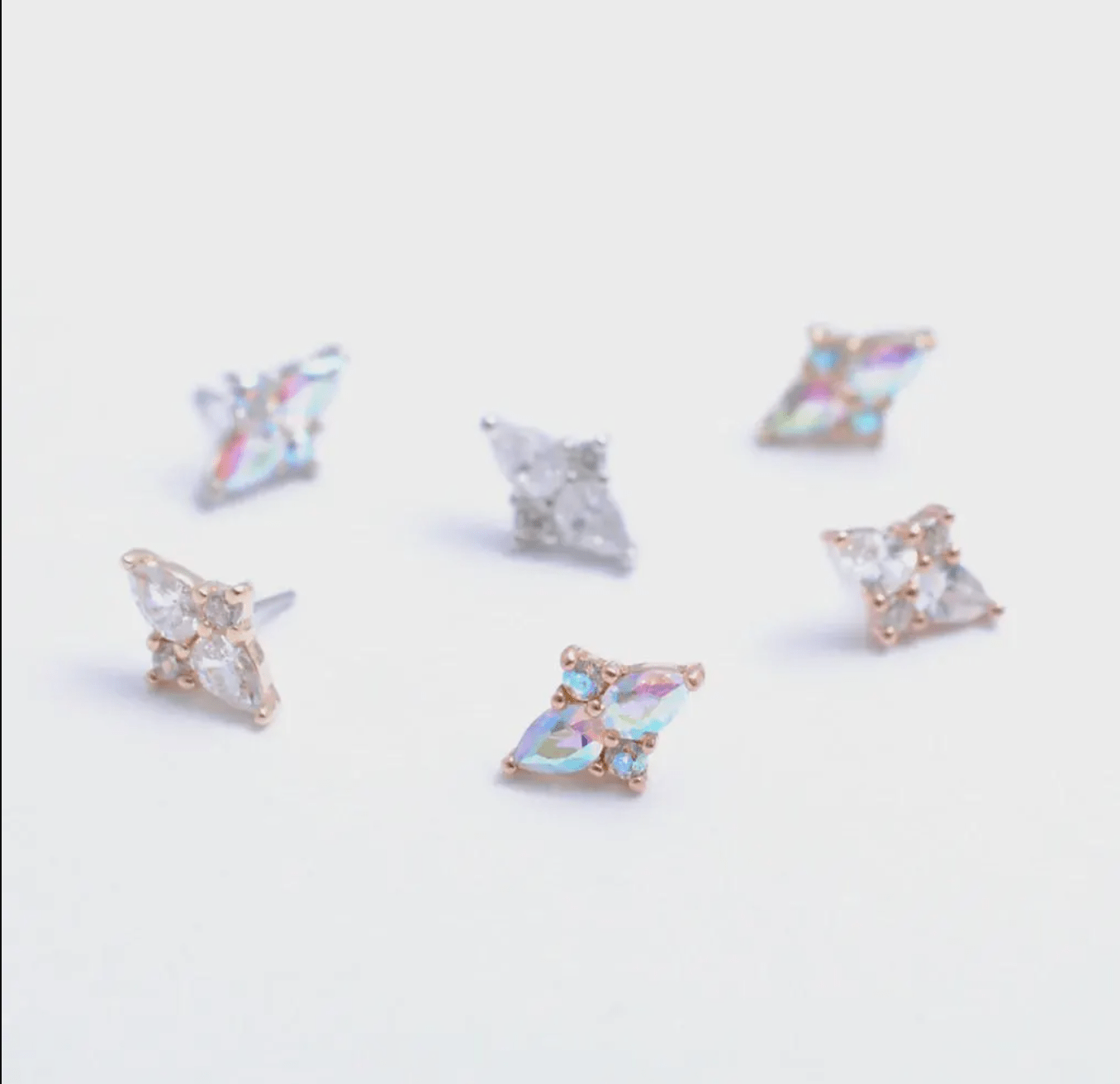 Ethereal – Mercury Mist Topaz Duo – 14K Gold Threadless End - piercing - zone.com