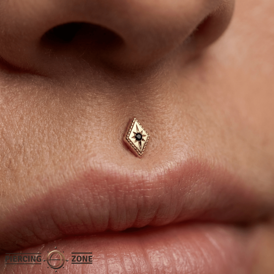 Etoile – Black Diamond Starburst – 14K Gold Threadless End - piercing - zone.com