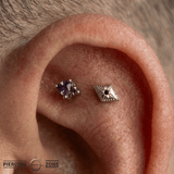 Etoile – Black Diamond Starburst – 14K Gold Threadless End - piercing - zone.com