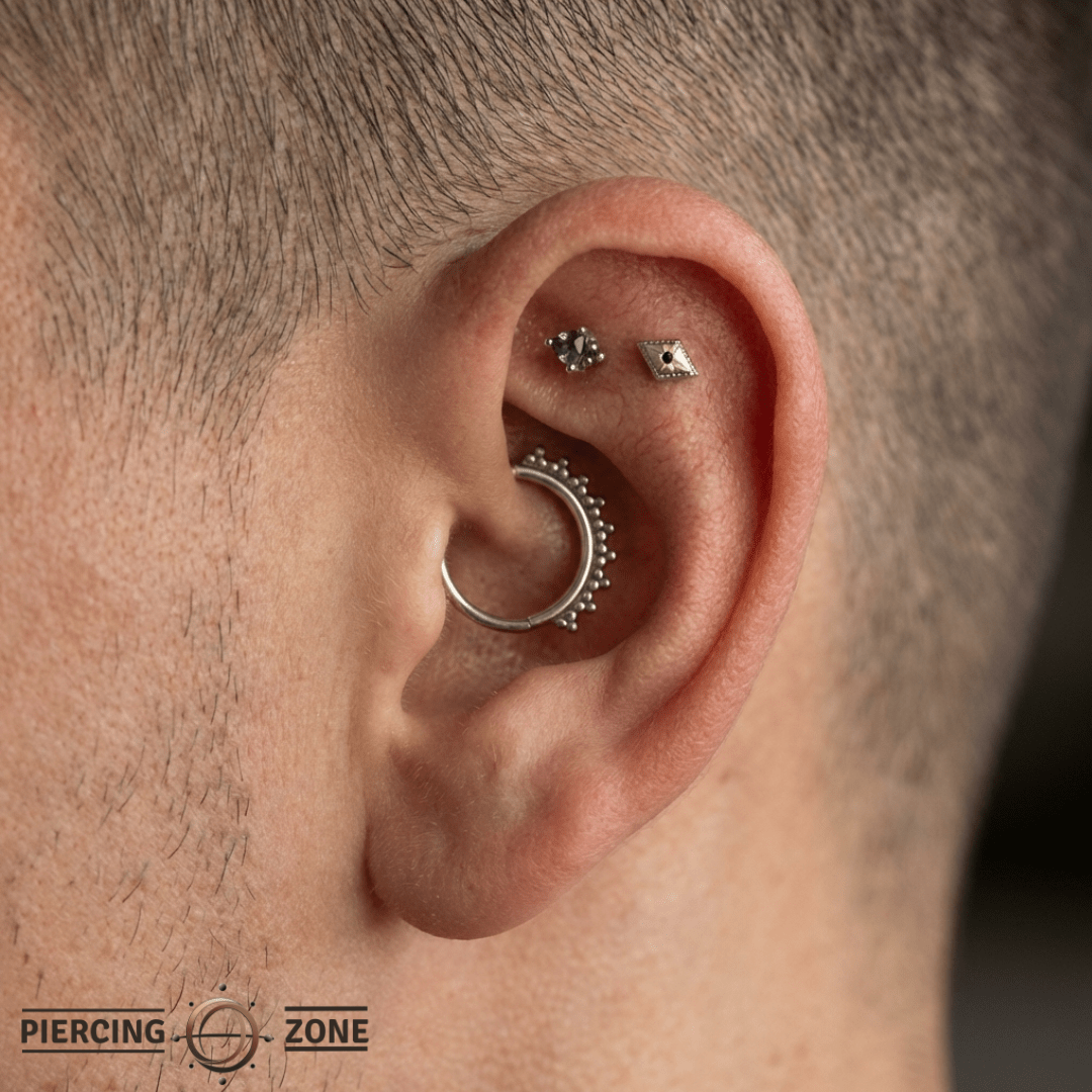 Etoile – Black Diamond Starburst – 14K Gold Threadless End - piercing - zone.com