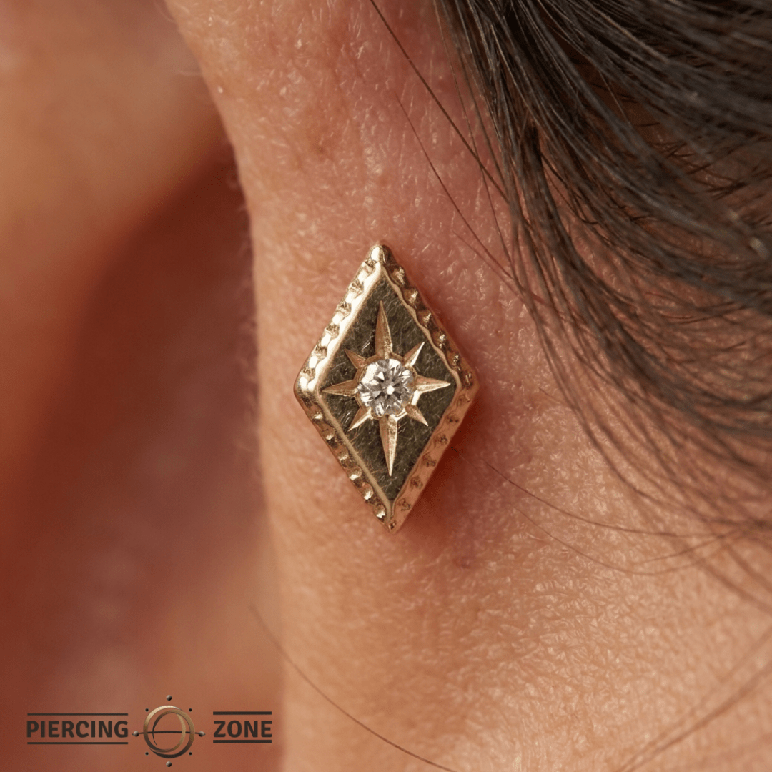 Etoile – Diamond Starburst – 14K Gold Threadless End - piercing - zone.com