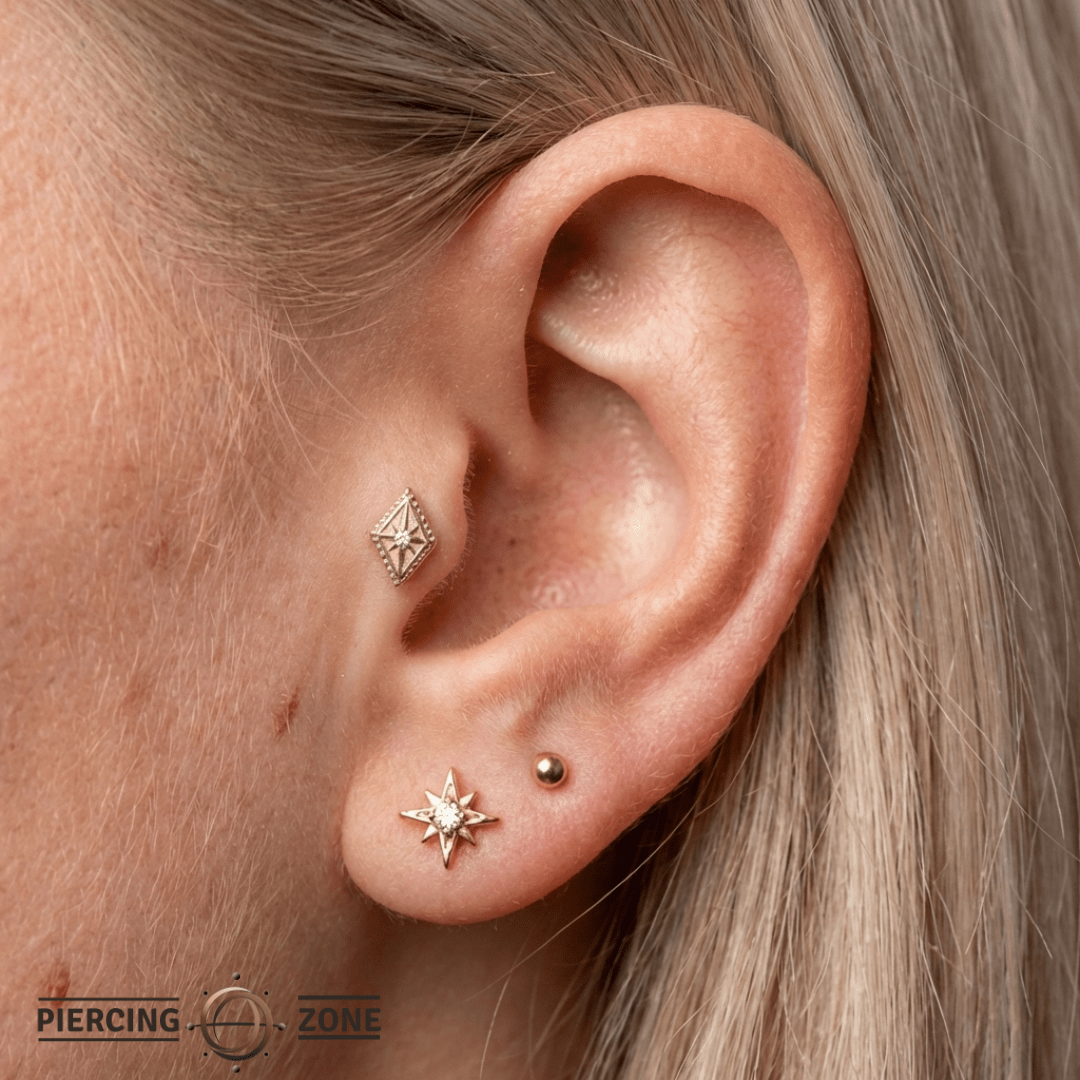 Etoile – Diamond Starburst – 14K Gold Threadless End - piercing - zone.com