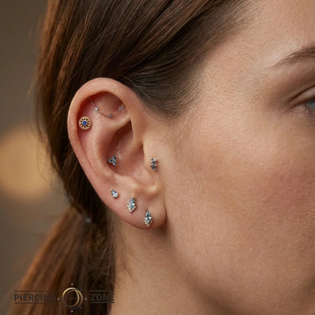 Eve – 14K/18K Gold Circular Gem Threadless End - piercing - zone.com