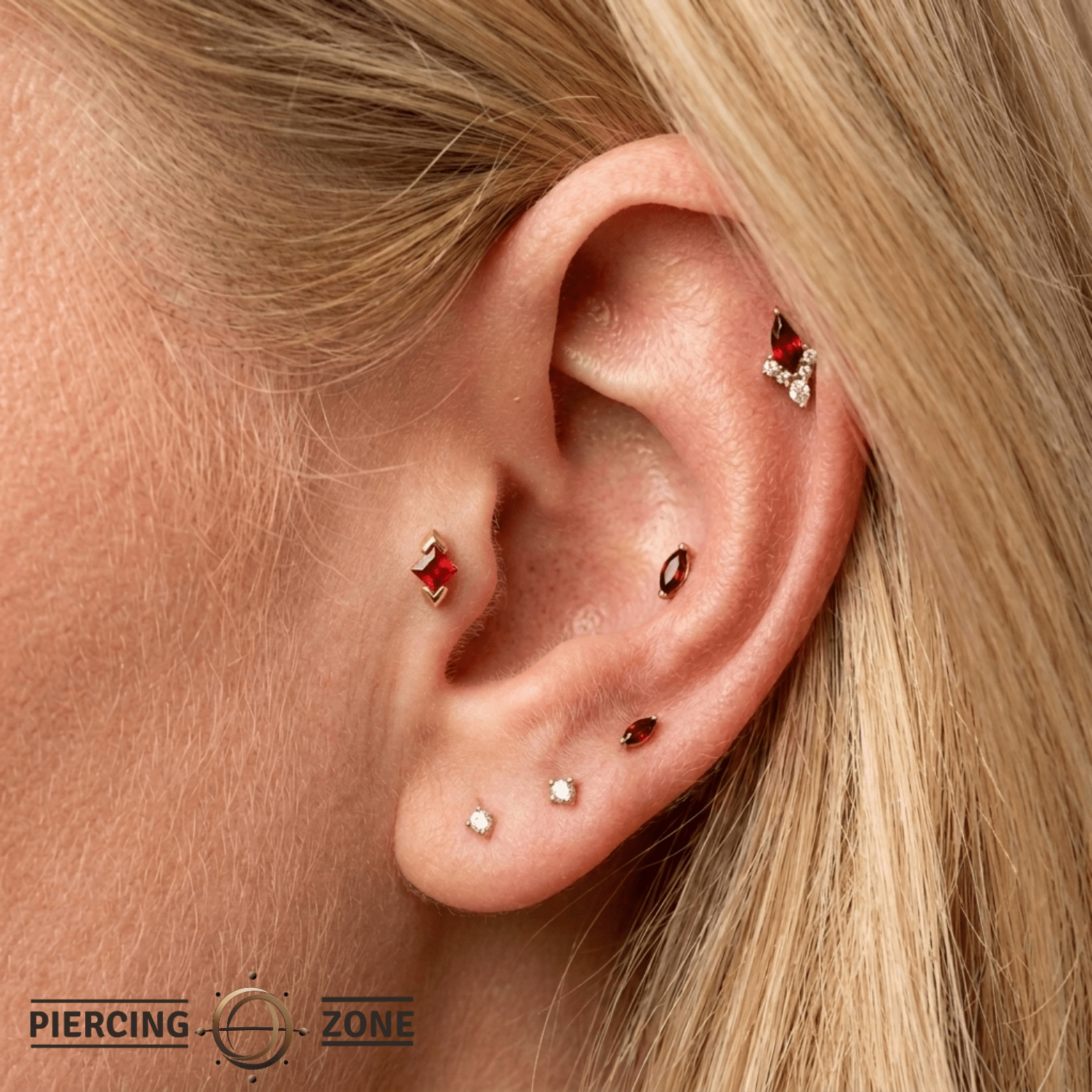 Eve – Princess - Cut Birthstone – 14K Gold Threadless End - piercing - zone.com