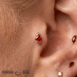 Eve – Princess - Cut Birthstone – 14K Gold Threadless End - piercing - zone.com