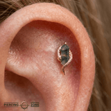 Eve Was Framed – 14K Gold Moss Agate Threadless End - piercing - zone.com