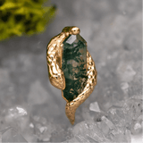 Eve Was Framed – 14K Gold Moss Agate Threadless End - piercing - zone.com
