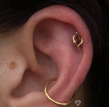 Eve Was Framed – Garnet Serpent – 14K Gold Threadless End - piercing - zone.com