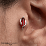 Eve Was Framed – Garnet Serpent – 14K Gold Threadless End - piercing - zone.com