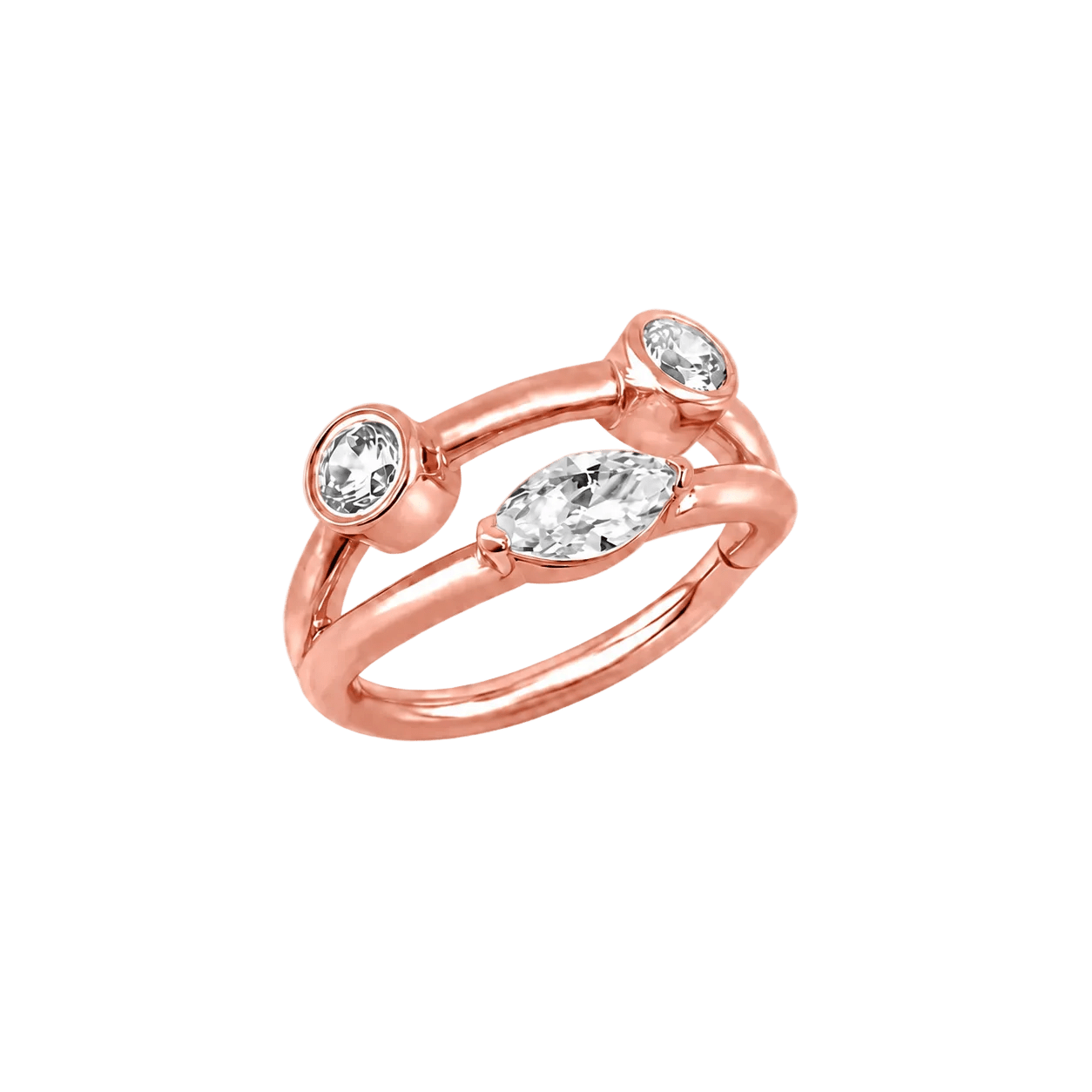 Evelyn Double Row Clicker - 14K/18K Gold Gem Clicker Ring - piercing-zone.com