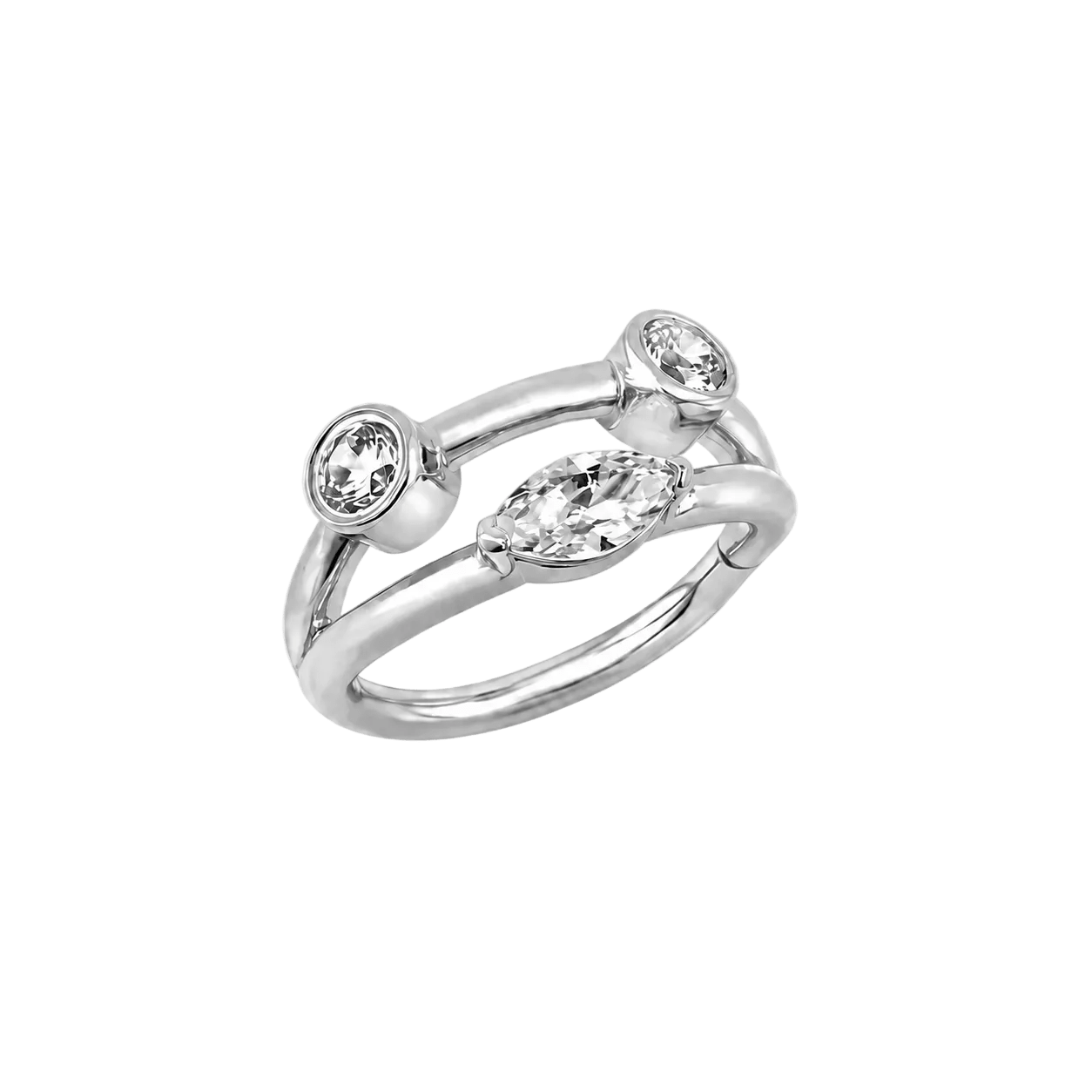 Evelyn Double Row Clicker - 14K/18K Gold Gem Clicker Ring - piercing-zone.com