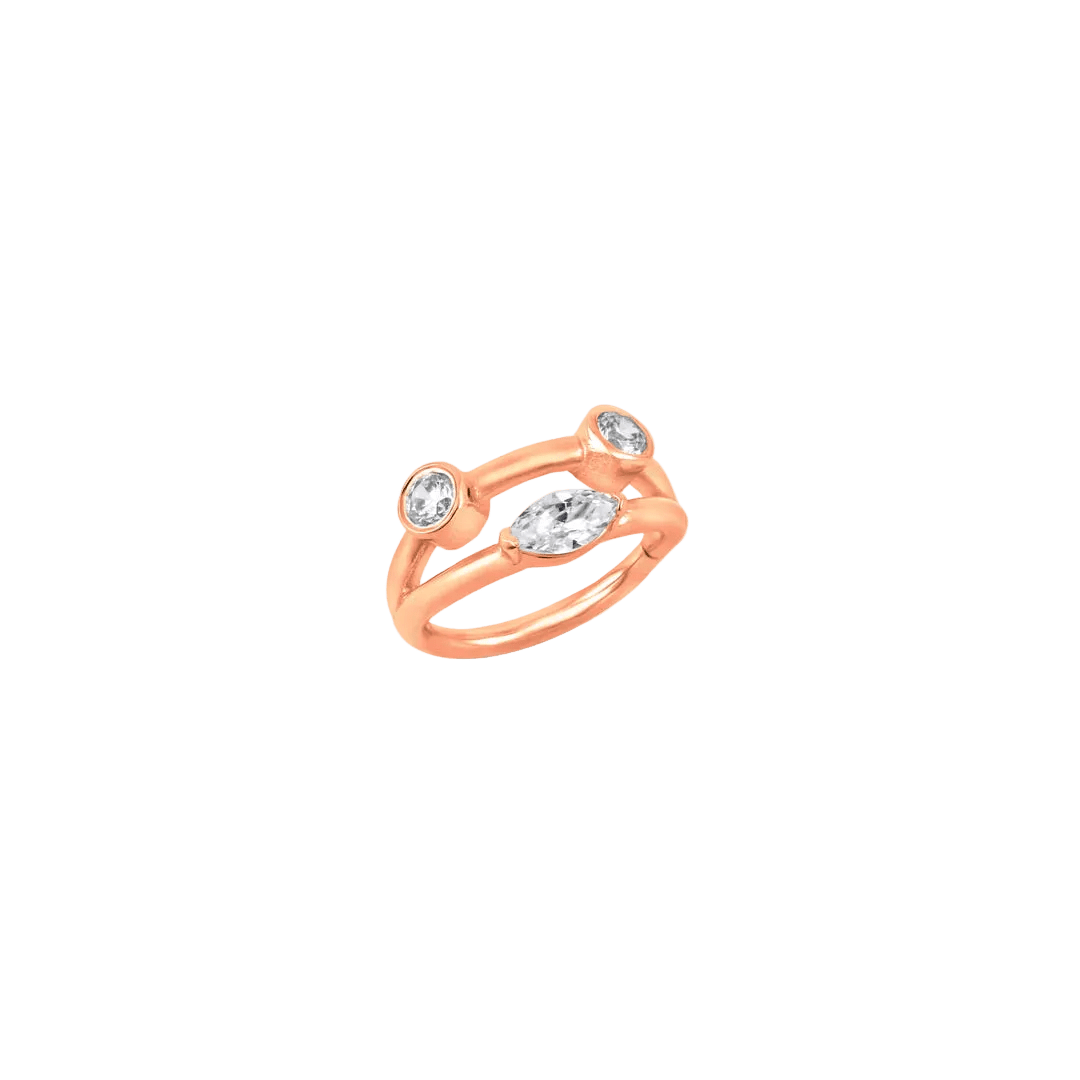 Evelyn Double Row Clicker - 14K/18K Gold Gem Clicker Ring - piercing - zone.com