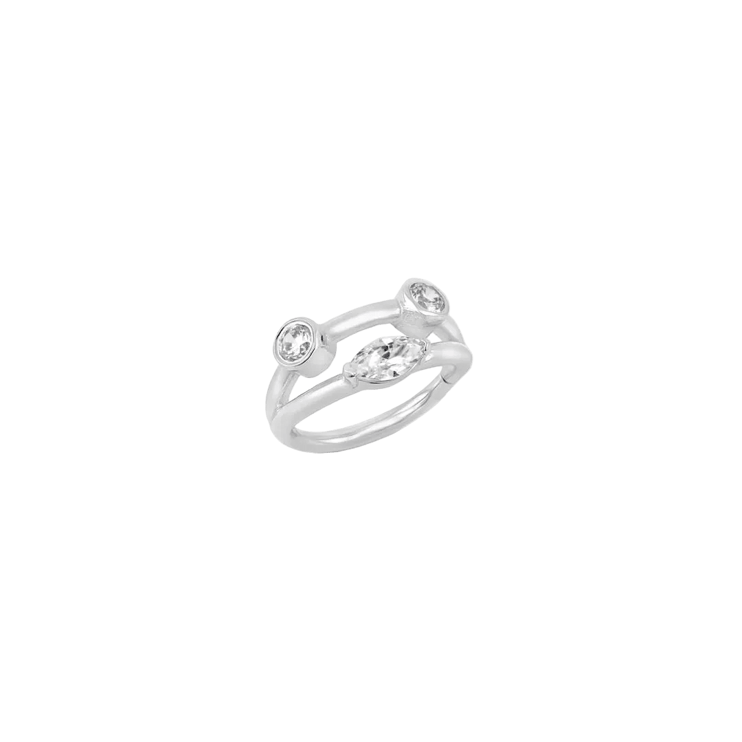 Evelyn Double Row Clicker - 14K/18K Gold Gem Clicker Ring - piercing - zone.com