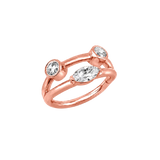 Evelyn Double Row Clicker - 14K/18K Gold Gem Clicker Ring