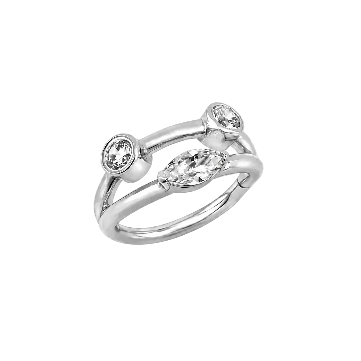 Evelyn Double Row Clicker - 14K/18K Gold Gem Clicker Ring