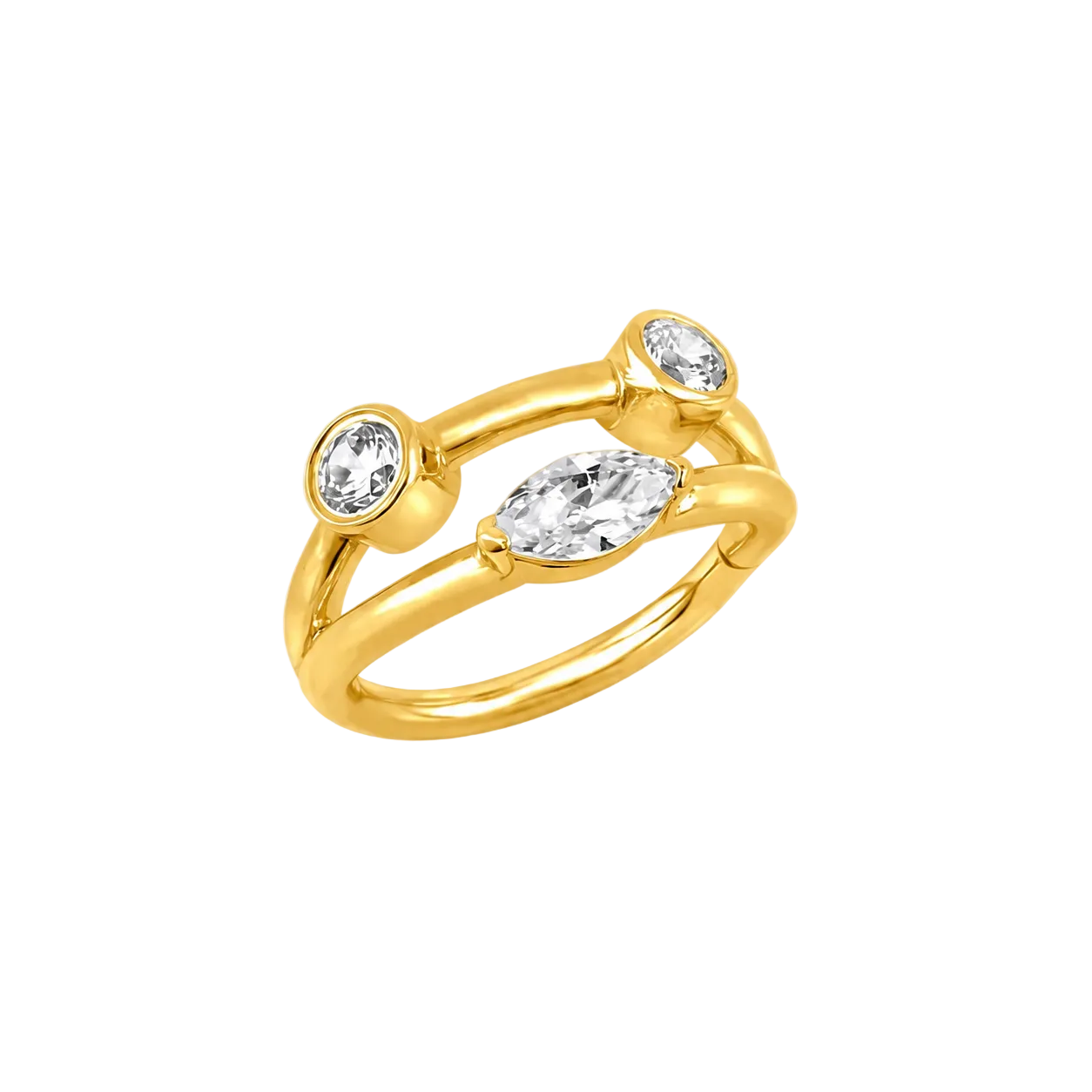 Evelyn Double Row Clicker - 14K/18K Gold Gem Clicker Ring