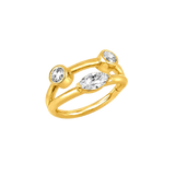 Evelyn Double Row Clicker - 14K/18K Gold Gem Clicker Ring
