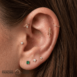 Evergreen – Pine Tree Silhouette – 14K Gold Threadless End - piercing - zone.com