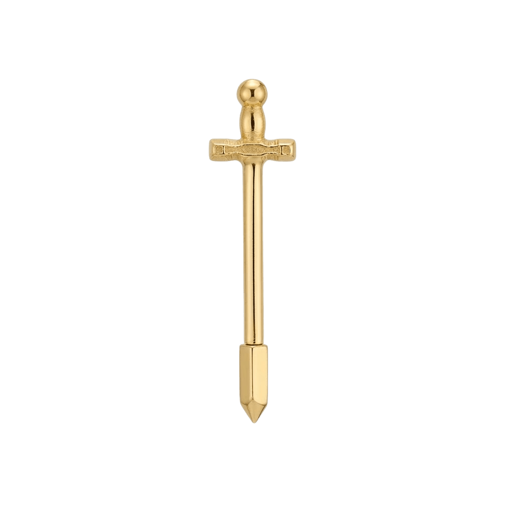 Excalibur Sword - 14K Gold Straight Barbell - piercing - zone.com