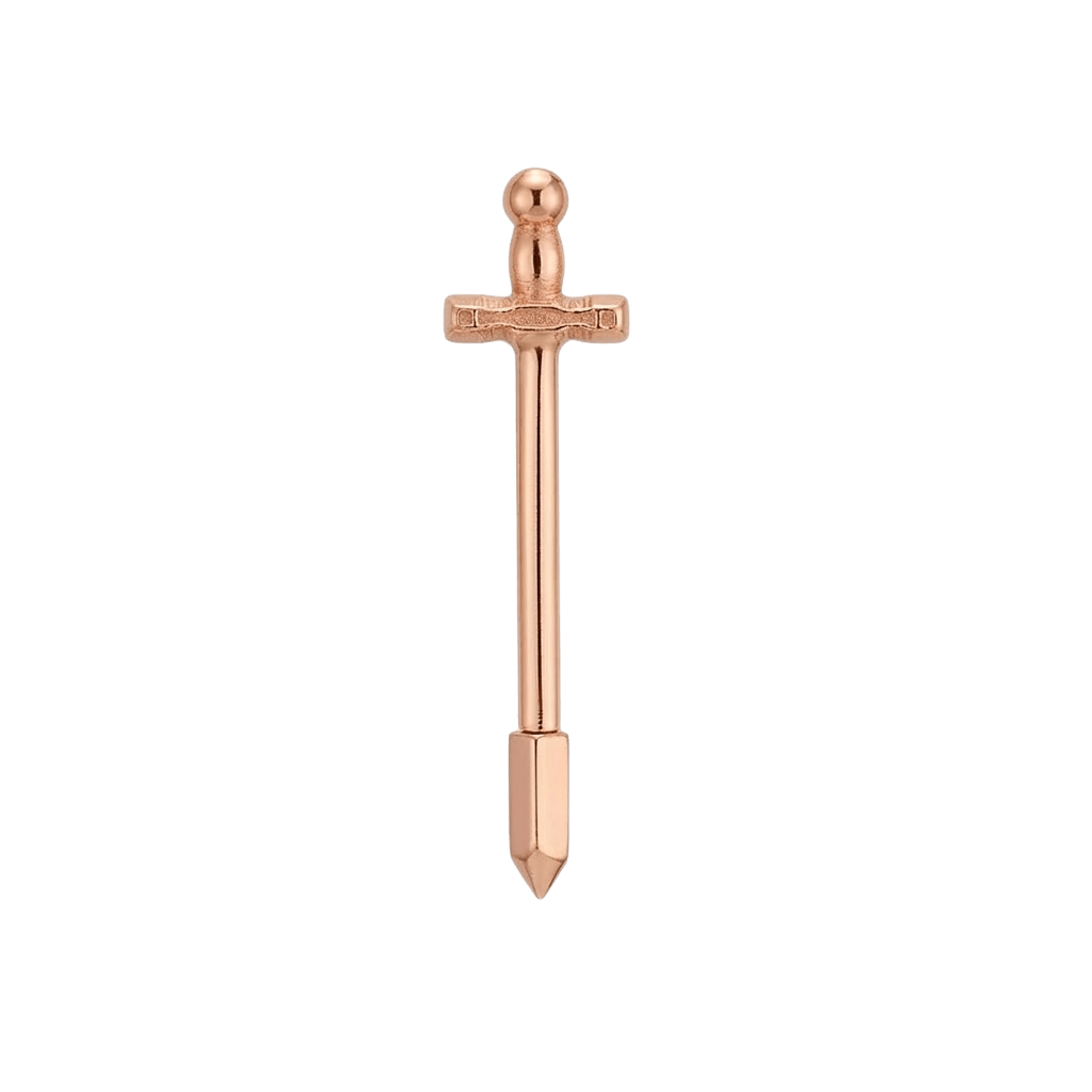 Excalibur Sword - 14K Gold Straight Barbell - piercing - zone.com