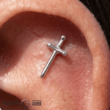 Excalibur Sword – 14K Gold Threadless/Threaded End - piercing - zone.com