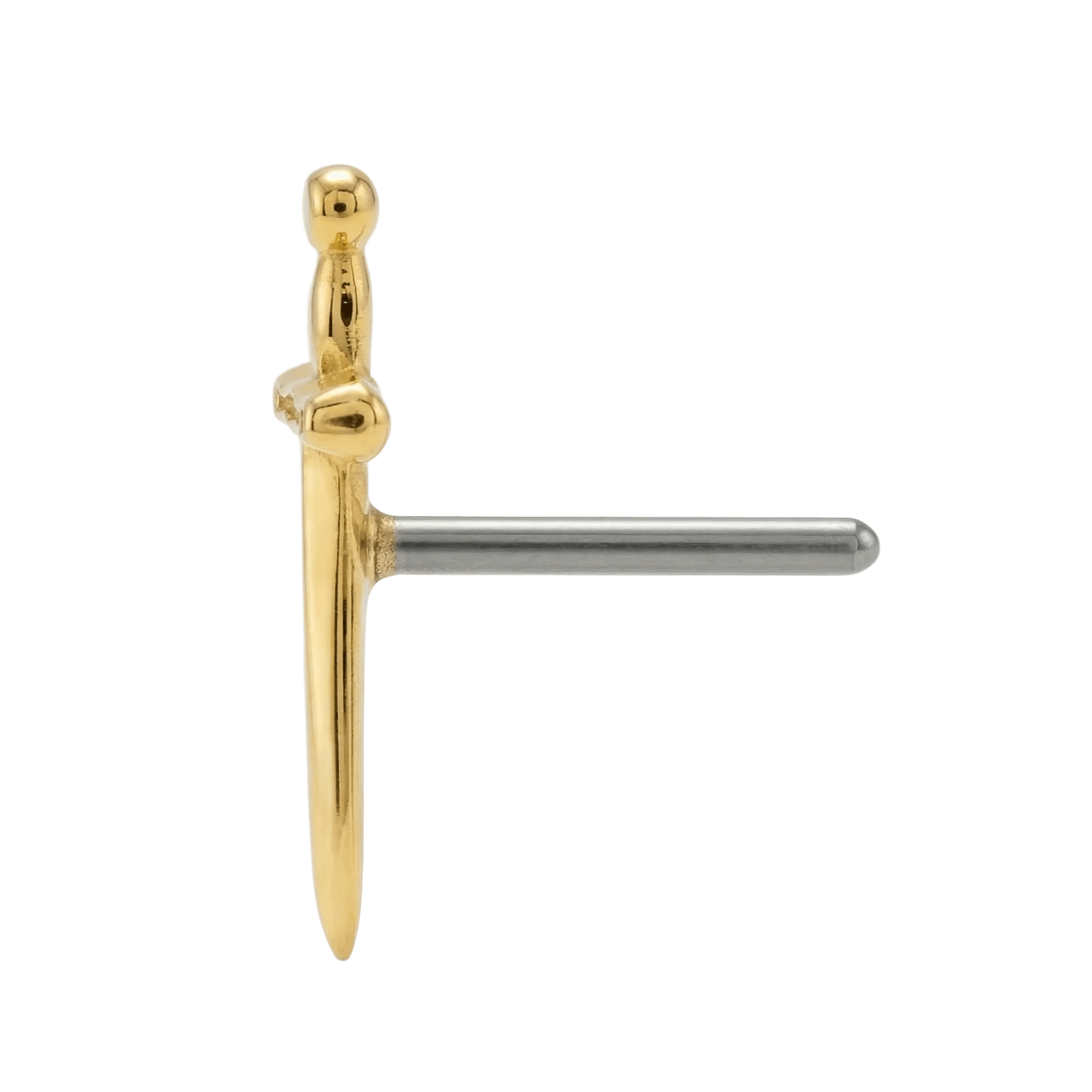 Excalibur Sword – 14K Gold Threadless/Threaded End - piercing - zone.com