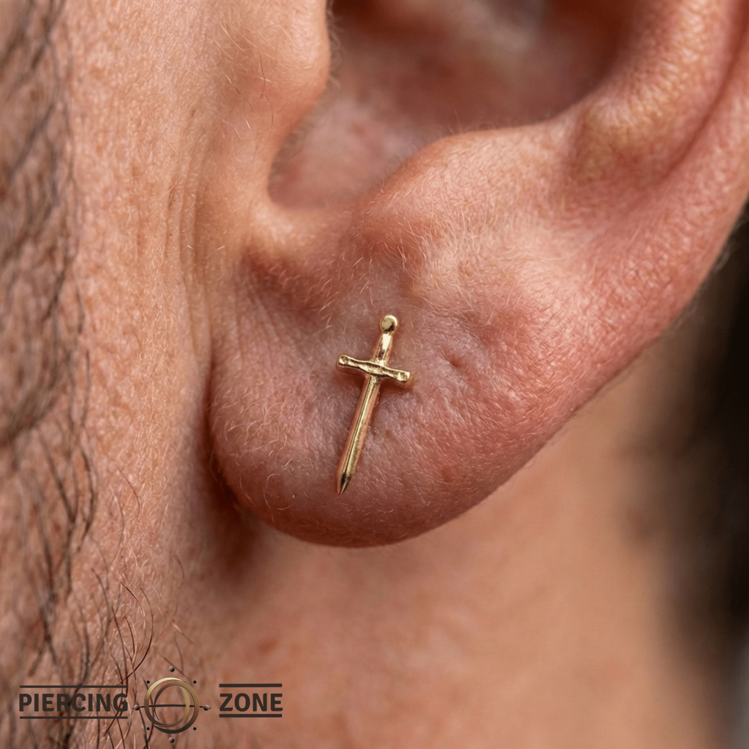 Excalibur Sword – 14K Gold Threadless/Threaded End - piercing - zone.com