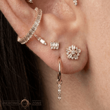 Excess – 14K Gold Swarovski CZ Baguette & Round Cluster End - piercing - zone.com