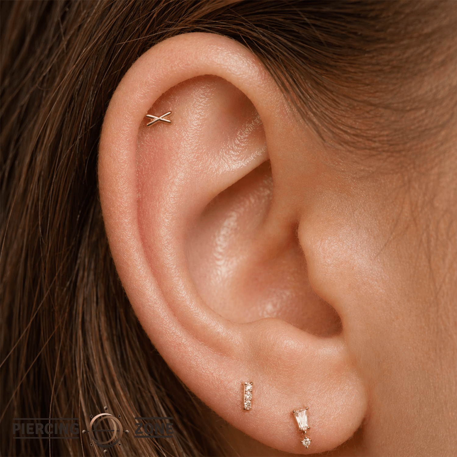 Excite Pin - 14K Gold X Threadless End - piercing - zone.com