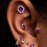 Eye Candy – Amethyst & Swarovski CZ Halo – 14K Gold Threadless End - piercing - zone.com