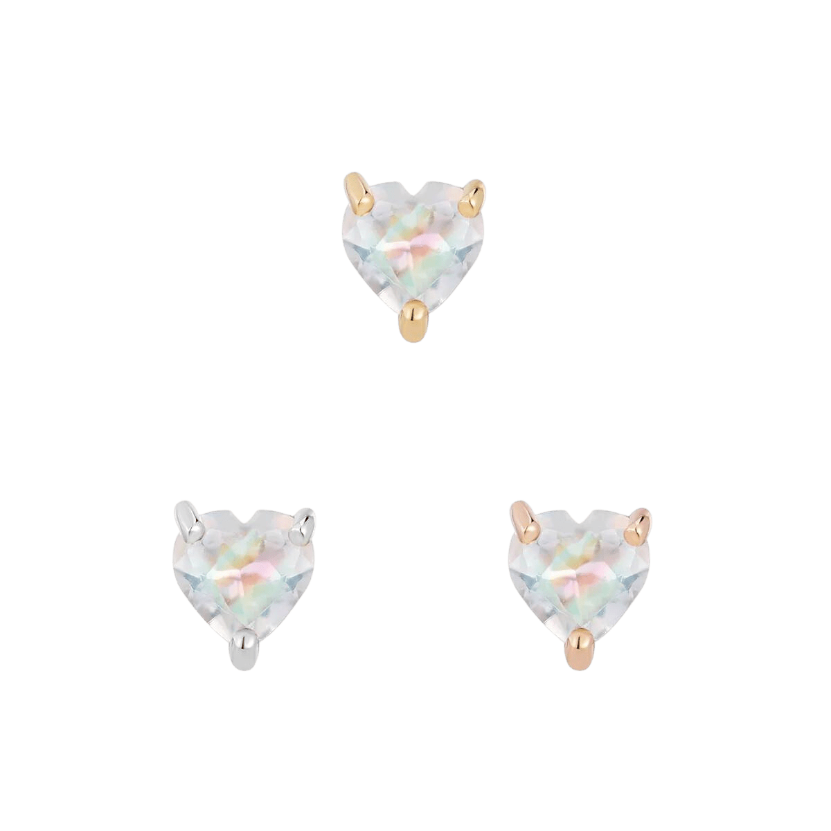 Rainbow Moonstone Heart Threadless End – 14K Gold