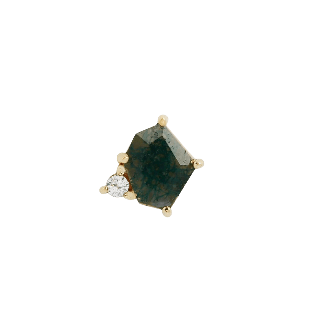 ELICIT - MOSS AGATE + CZ - THREADLESS END piercing-zone.com