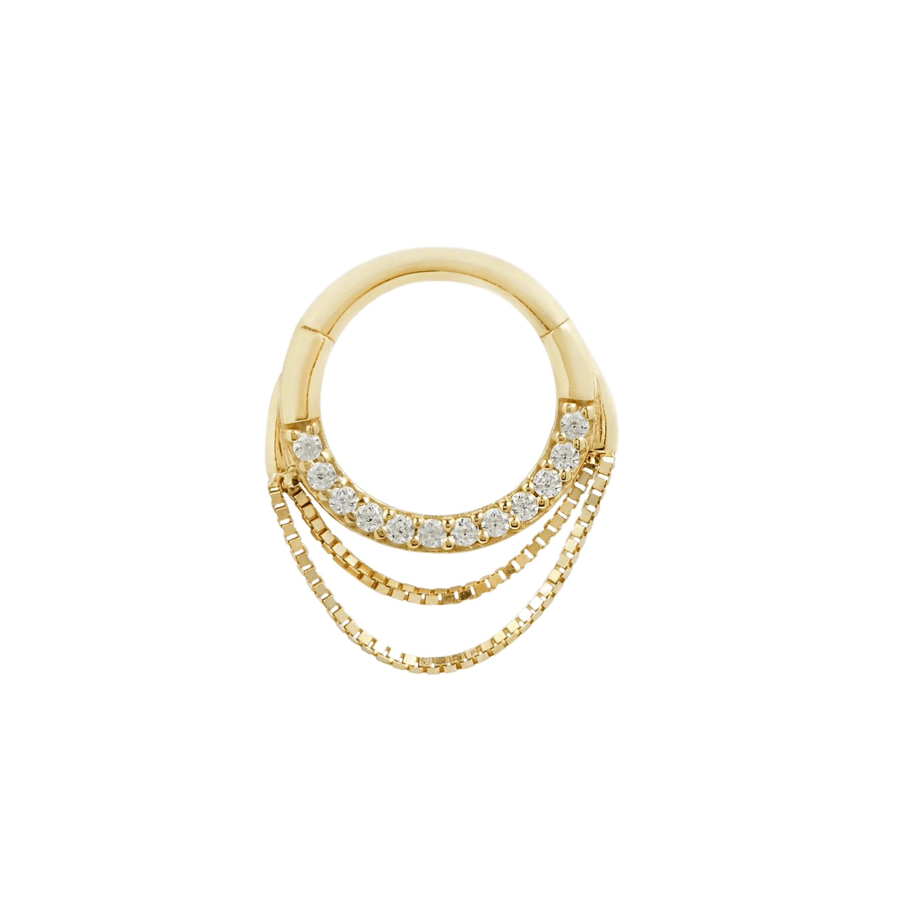 TEMPESTE - CZ - SOLID 14KT GOLD CHAIN CLICKER piercing-zone.com