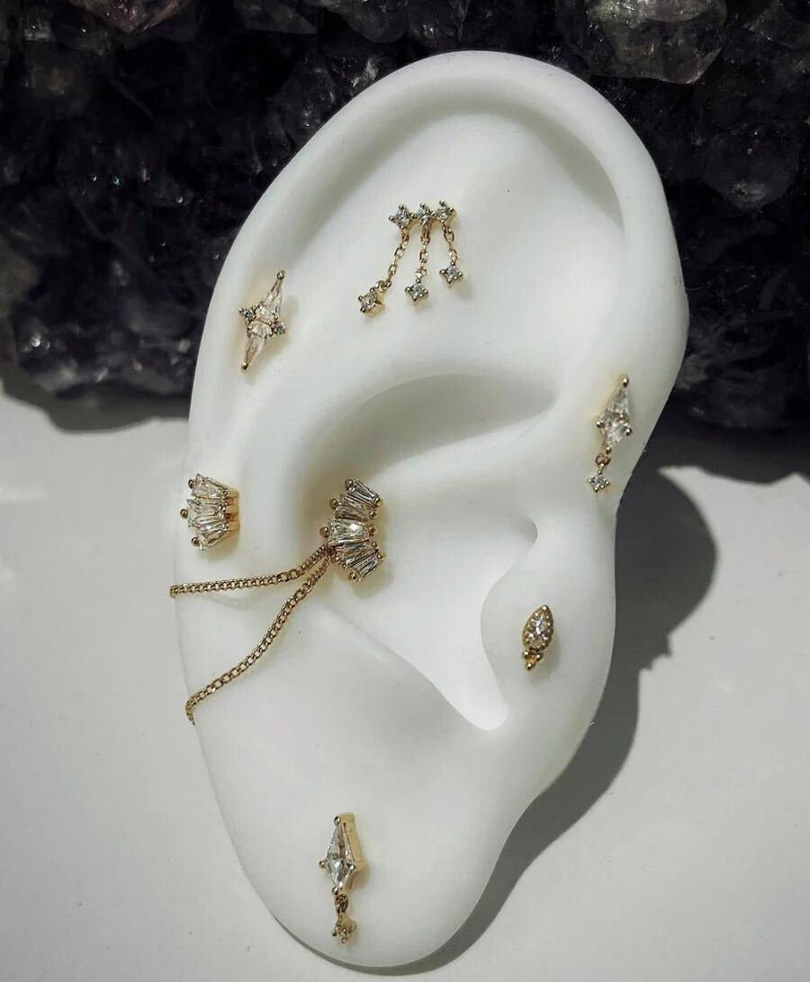 CASCADE - CZ - GOLD THREADLESS END piercing-zone.com