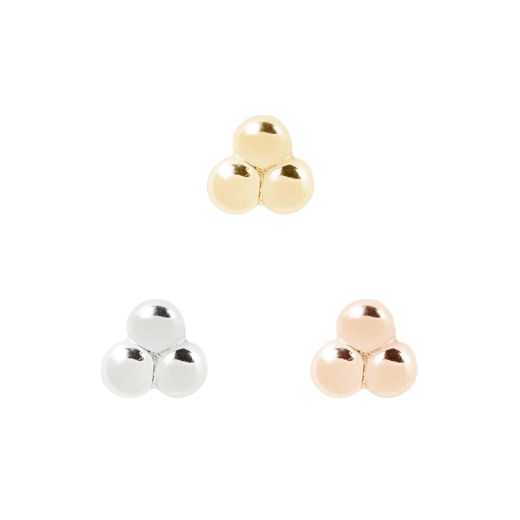 14K GOLD 3 BEAD CLUSTER - THREADLESS END piercing-zone.com