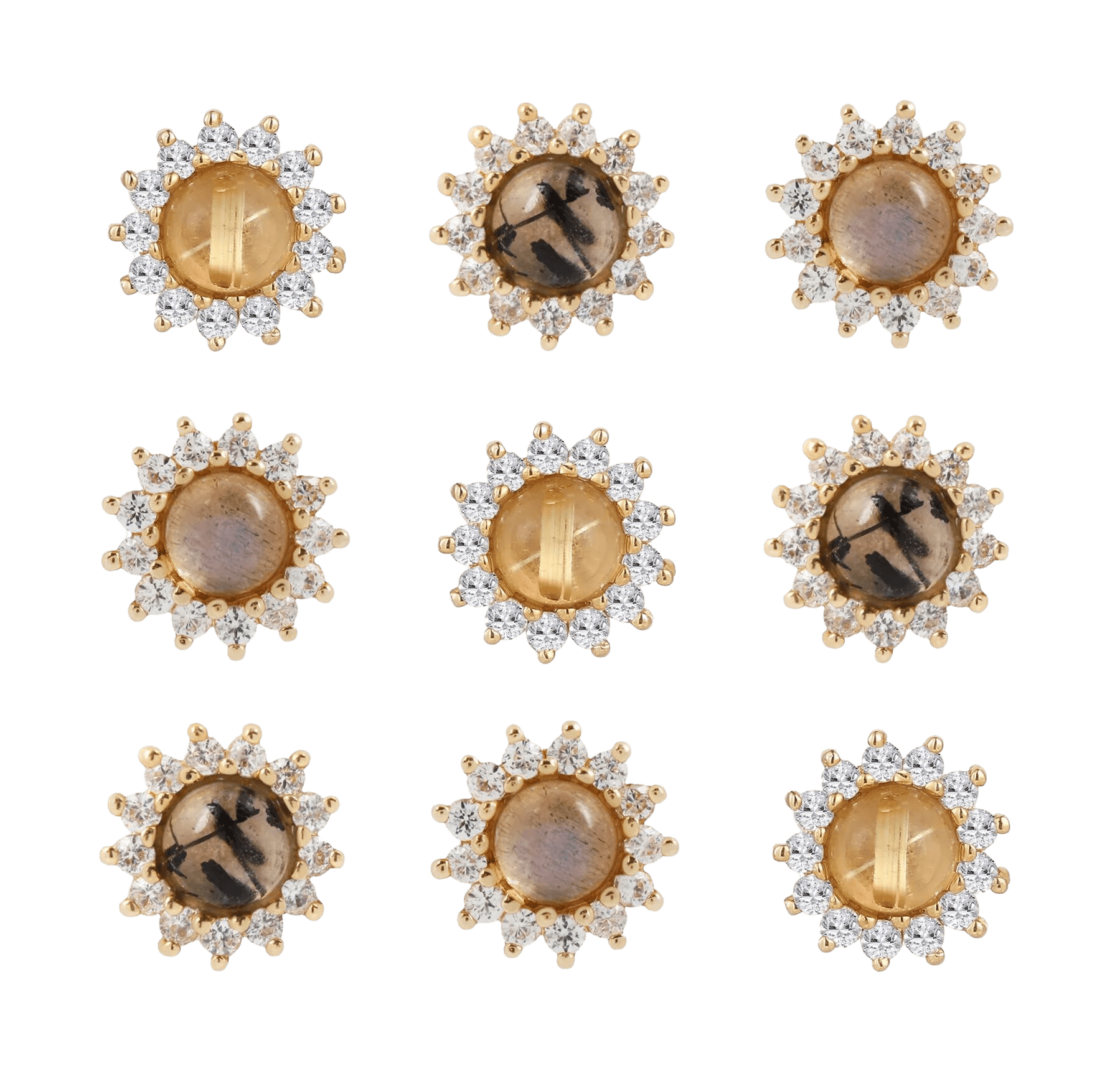 DELPHINE - LABRADORITE + WHITE SAPPHIRE - THREADLESS END piercing-zone.com