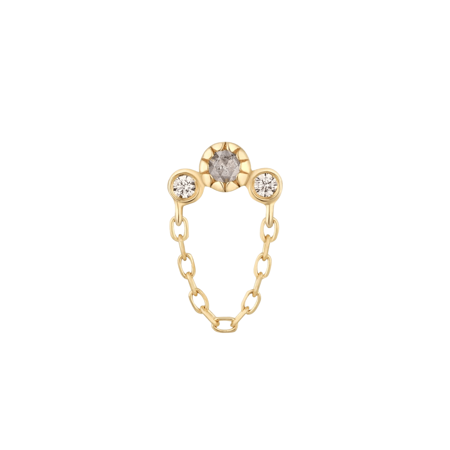 HALSTON - GREY DIAMOND + WHITE SAPPHIRE + CHAIN - THREADLESS END piercing-zone.com
