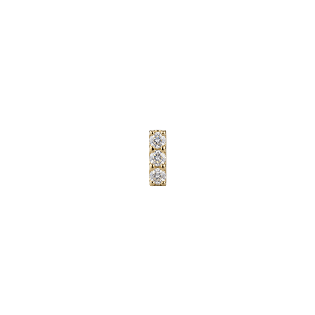 Faceted Gem Bar - 18K Gold White CZ Threadless/Threaded End - piercing-zone.com