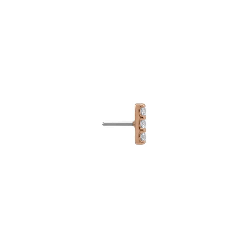 Faceted Gem Bar - 18K Gold White CZ Threadless/Threaded End - piercing-zone.com
