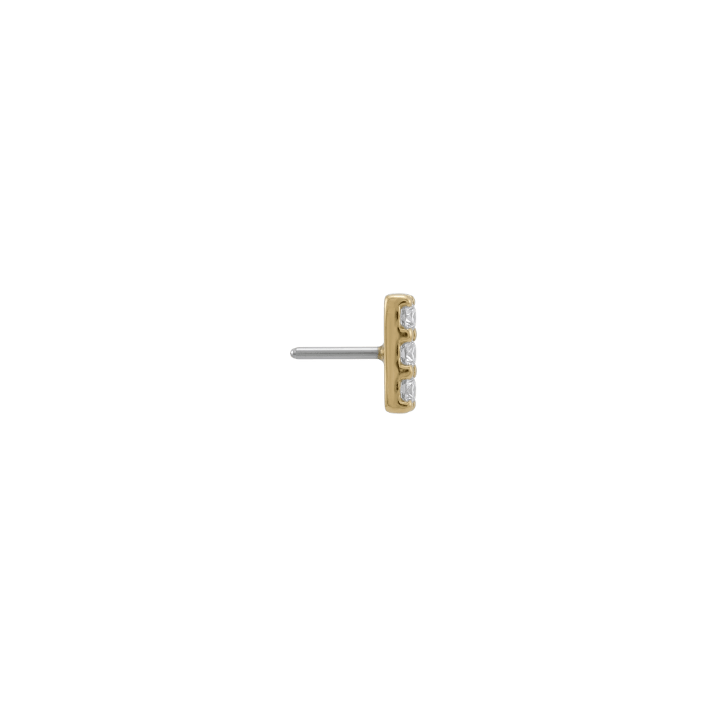 Faceted Gem Bar - 18K Gold White CZ Threadless/Threaded End - piercing-zone.com