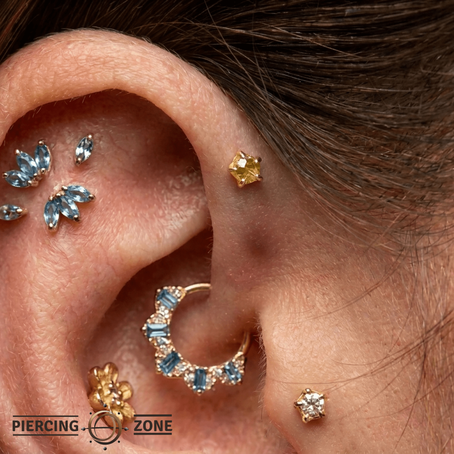 Faceted Gold Pin - 14K Gold Threadless End - piercing - zone.com