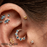 Faceted Gold Pin - 14K Gold Threadless End - piercing - zone.com