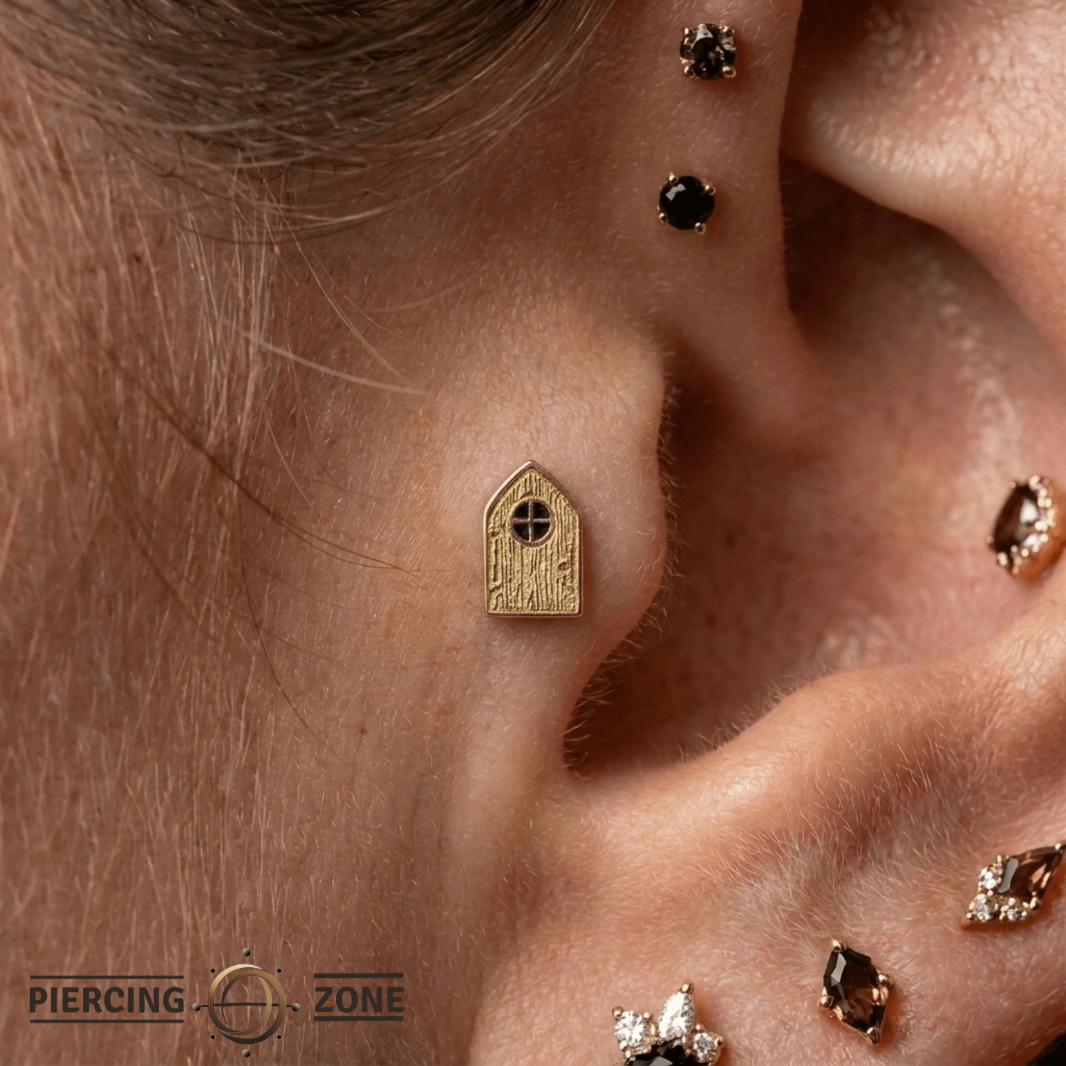 Fairy Door - 14K Gold Threadless/Threaded End - piercing - zone.com