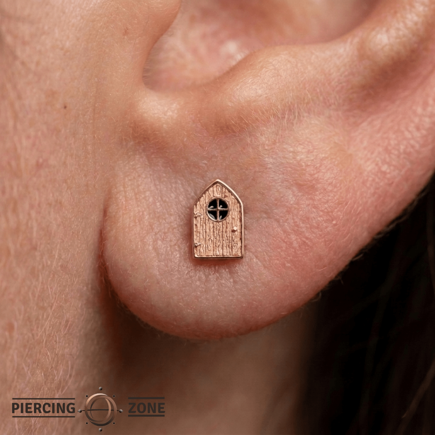 Fairy Door - 14K Gold Threadless/Threaded End - piercing - zone.com