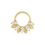 Fairy Seamless Ring – 14K Gold Five Pear - Cut Gem Arc - piercing - zone.com