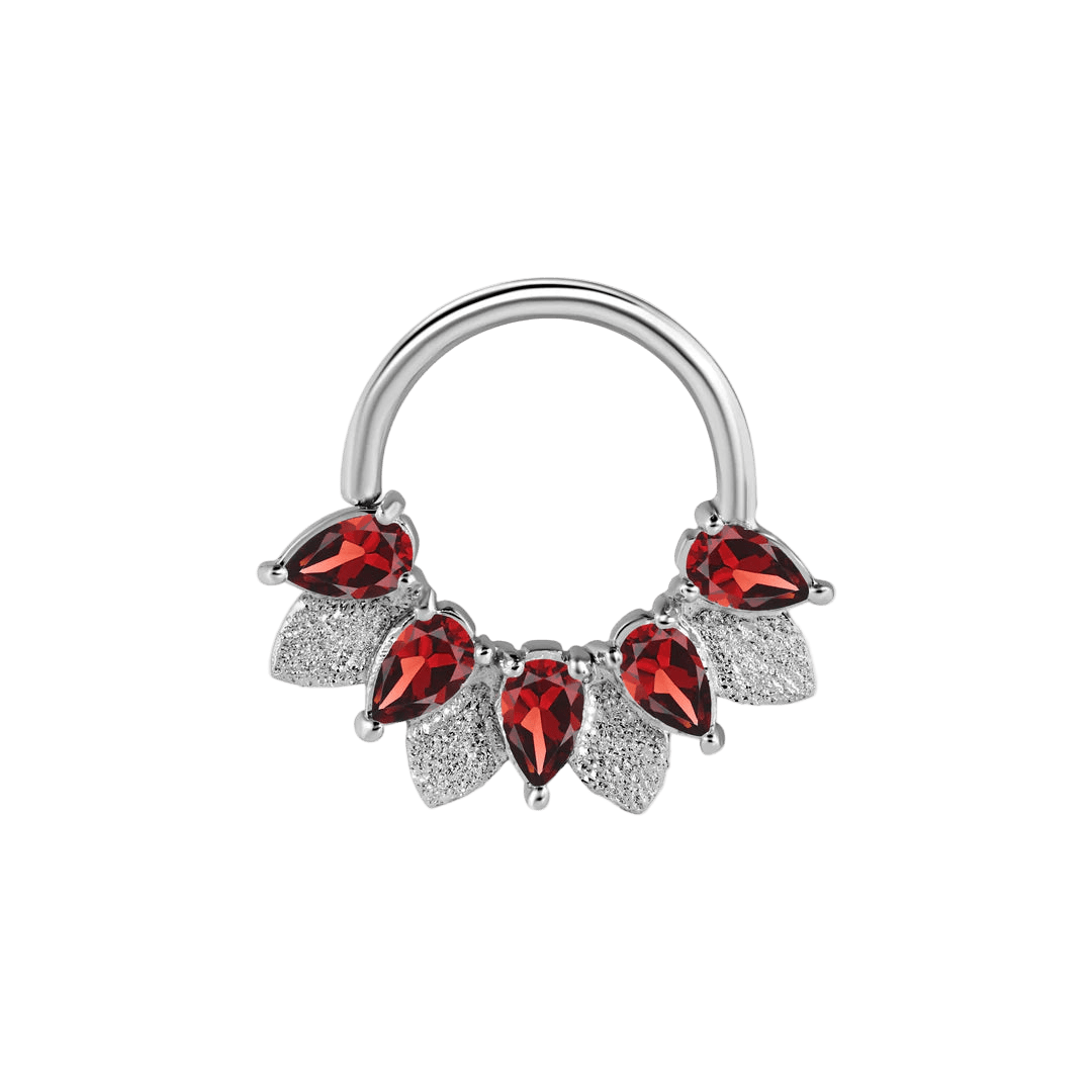 Fairy Seamless Ring – 14K Gold Five Pear - Cut Gem Arc - piercing - zone.com