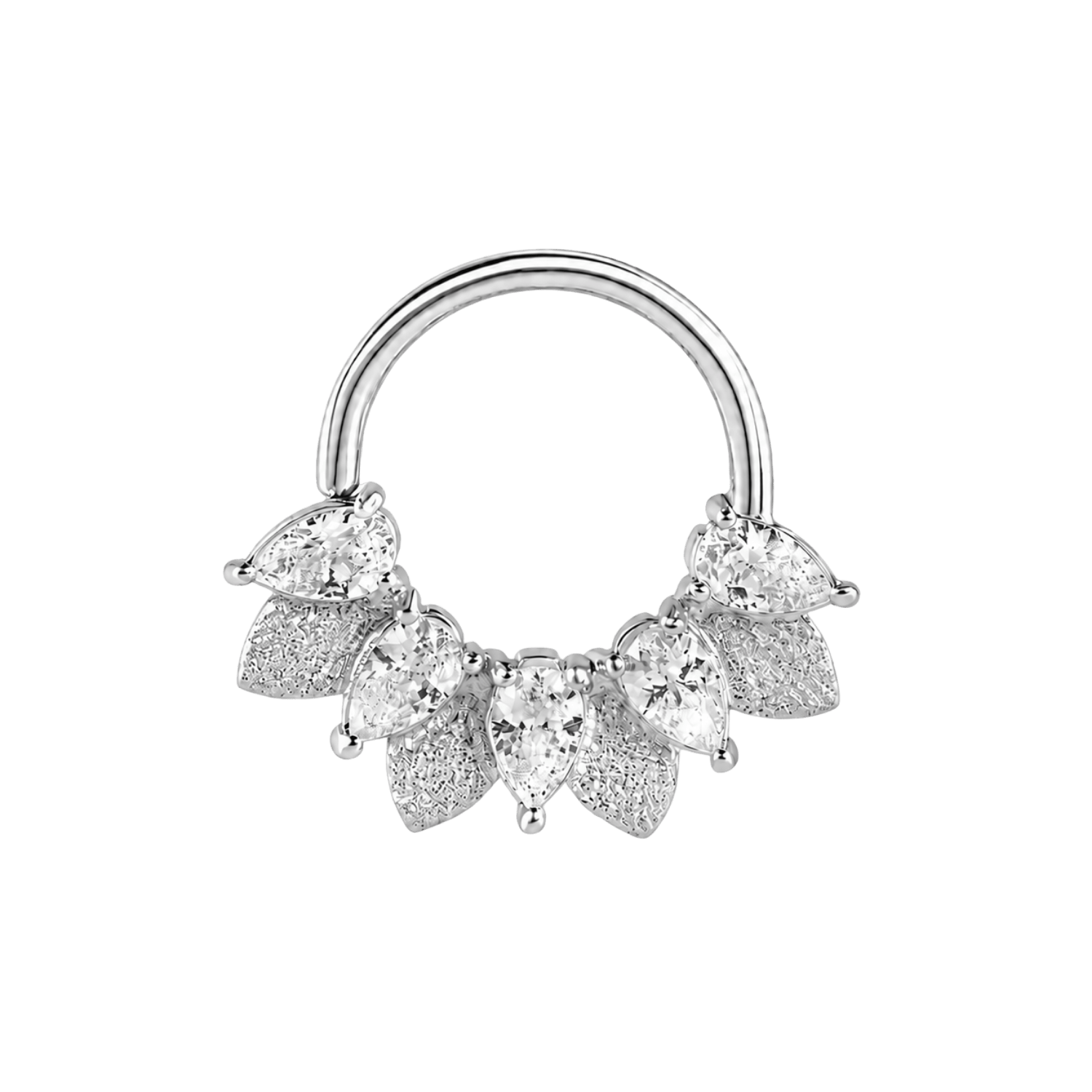 Fairy Seamless Ring – 14K Gold Five Pear-Cut Gem Arc - piercing-zone.com