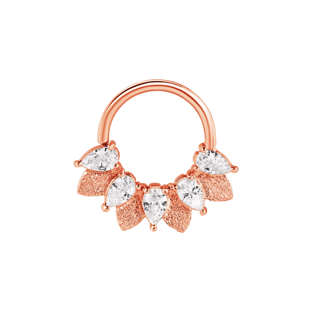 Fairy Seamless Ring – 14K Gold Five Pear - Cut Gem Arc - piercing - zone.com