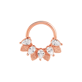 Fairy Seamless Ring – 14K Gold Five Pear - Cut Gem Arc - piercing - zone.com