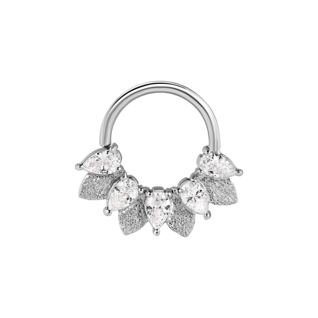 Fairy Seamless Ring – 14K Gold Five Pear - Cut Gem Arc - piercing - zone.com